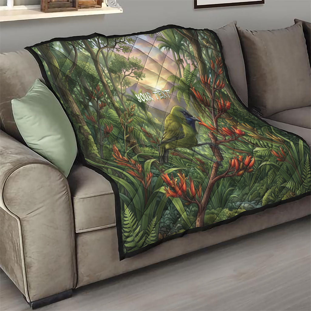 Bellbird New Zealand Personalised Quilt Korimako Harakeke Flower Native Forest LT22 - Polynesian Pride