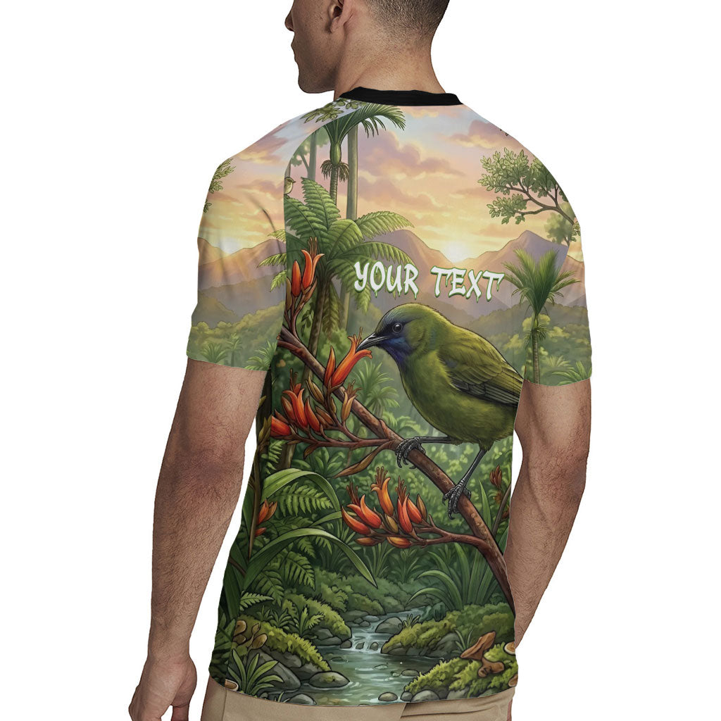 Bellbird New Zealand Personalised Rugby Jersey Korimako Harakeke Flower Native Forest LT22 - Polynesian Pride