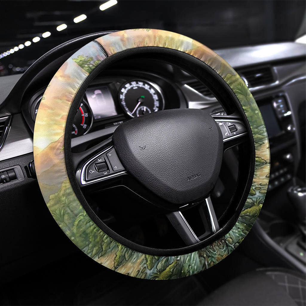 Bellbird New Zealand Steering Wheel Cover Korimako Harakeke Flower Native Forest LT22 Universal Fit Green - Polynesian Pride