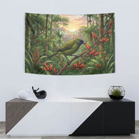 Bellbird New Zealand Personalised Tapestry Korimako Harakeke Flower Native Forest LT22 - Polynesian Pride