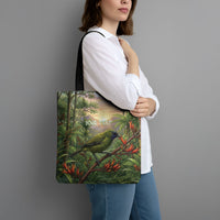 Bellbird New Zealand Personalised Tote Bag Korimako Harakeke Flower Native Forest LT22 - Polynesian Pride