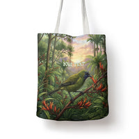 Bellbird New Zealand Personalised Tote Bag Korimako Harakeke Flower Native Forest LT22 - Polynesian Pride