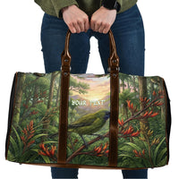 Bellbird New Zealand Personalised Travel Bag Korimako Harakeke Flower Native Forest LT22 Green - Polynesian Pride