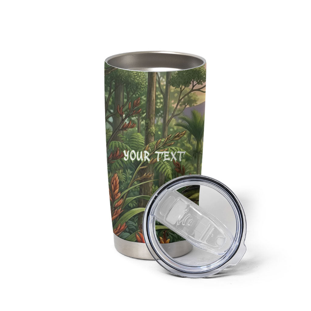 Bellbird New Zealand Personalised Tumbler Cup Korimako Harakeke Flower Native Forest LT22 - Polynesian Pride