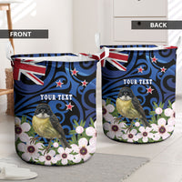 Tomtit New Zealand Personalised Laundry Basket Miromiro Manuka Flower Maori Pattern LT22 - Polynesian Pride