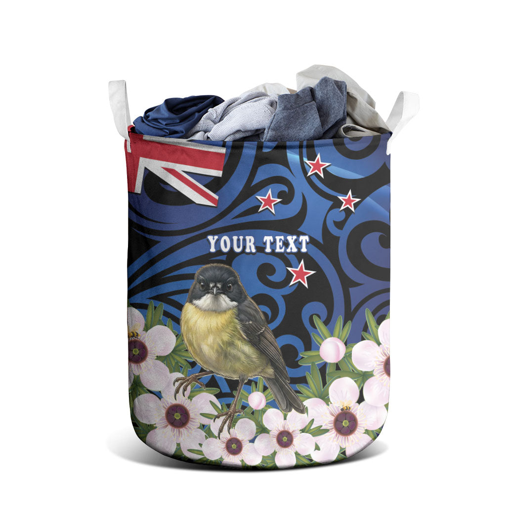 Tomtit New Zealand Personalised Laundry Basket Miromiro Manuka Flower Maori Pattern LT22 - Polynesian Pride