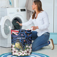 Tomtit New Zealand Personalised Laundry Basket Miromiro Manuka Flower Maori Pattern LT22 - Polynesian Pride
