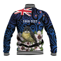 Tomtit New Zealand Personalised Baseball Jacket Miromiro Manuka Flower Maori Pattern LT22 - Polynesian Pride