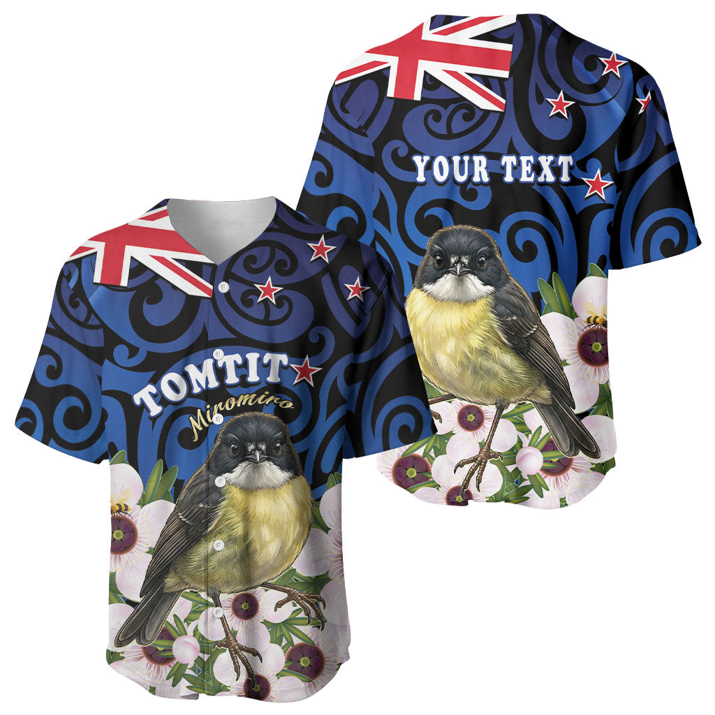 Tomtit New Zealand Personalised Baseball Jersey Miromiro Manuka Flower Maori Pattern LT22 - Polynesian Pride