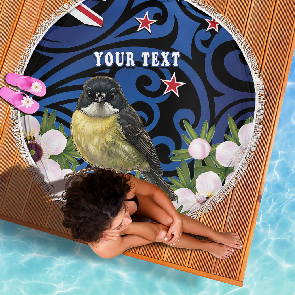 Tomtit New Zealand Personalised Beach Blanket Miromiro Manuka Flower Maori Pattern LT22 - Polynesian Pride