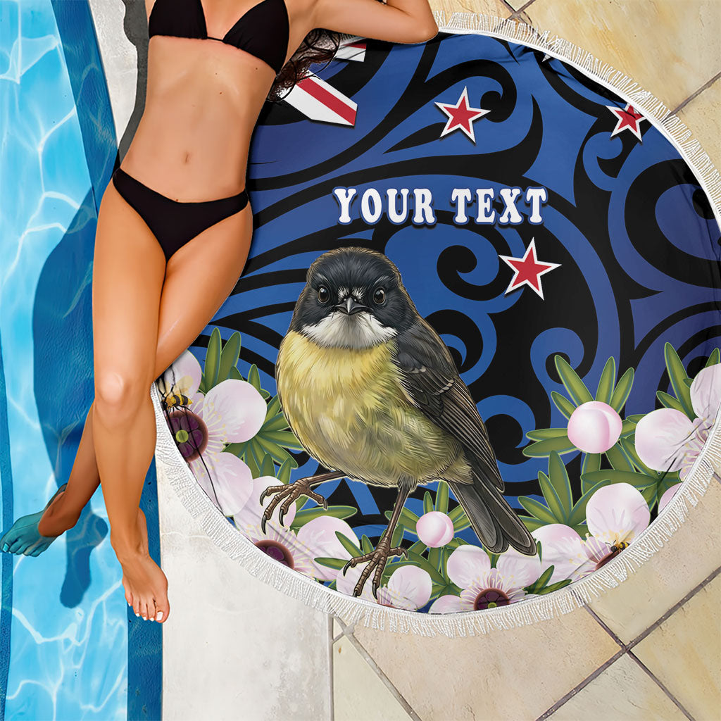 Tomtit New Zealand Personalised Beach Blanket Miromiro Manuka Flower Maori Pattern LT22 - Polynesian Pride