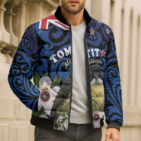 Tomtit New Zealand Personalised Bomber Puffer Jacket Miromiro Manuka Flower Maori Pattern LT22 - Polynesian Pride