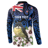 Tomtit New Zealand Personalised Button Sweatshirt Miromiro Manuka Flower Maori Pattern LT22 - Polynesian Pride