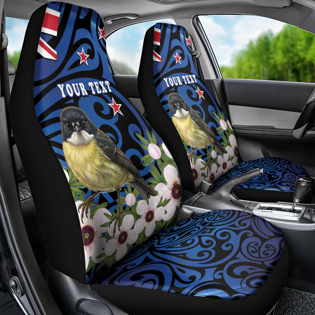 Tomtit New Zealand Personalised Car Seat Cover Miromiro Manuka Flower Maori Pattern LT22 - Polynesian Pride