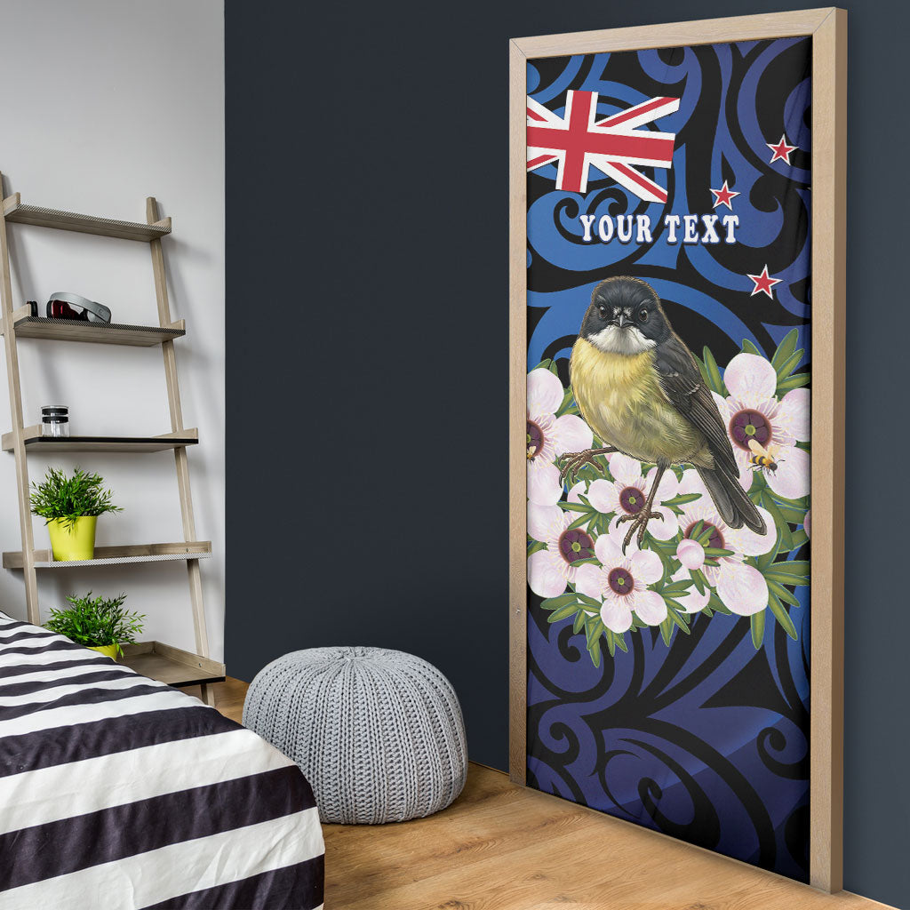 Tomtit New Zealand Personalised Door Cover Miromiro Manuka Flower Maori Pattern LT22 - Polynesian Pride