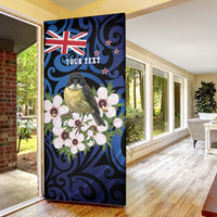Tomtit New Zealand Personalised Door Cover Miromiro Manuka Flower Maori Pattern LT22 - Polynesian Pride