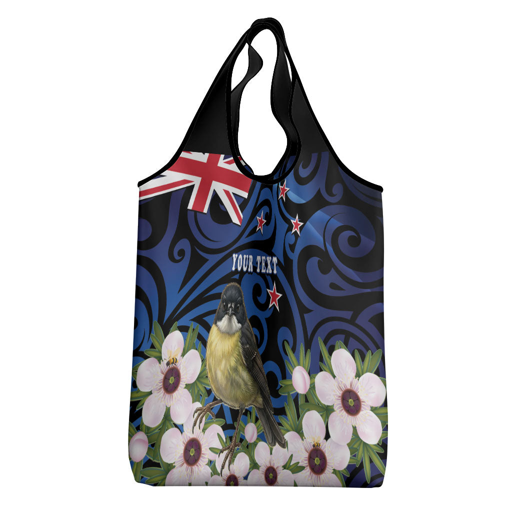 Tomtit New Zealand Personalised Grocery Bag Miromiro Manuka Flower Maori Pattern LT22 - Polynesian Pride