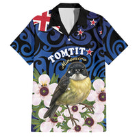 Tomtit New Zealand Personalised Hawaiian Shirt Miromiro Manuka Flower Maori Pattern LT22 Blue - Polynesian Pride