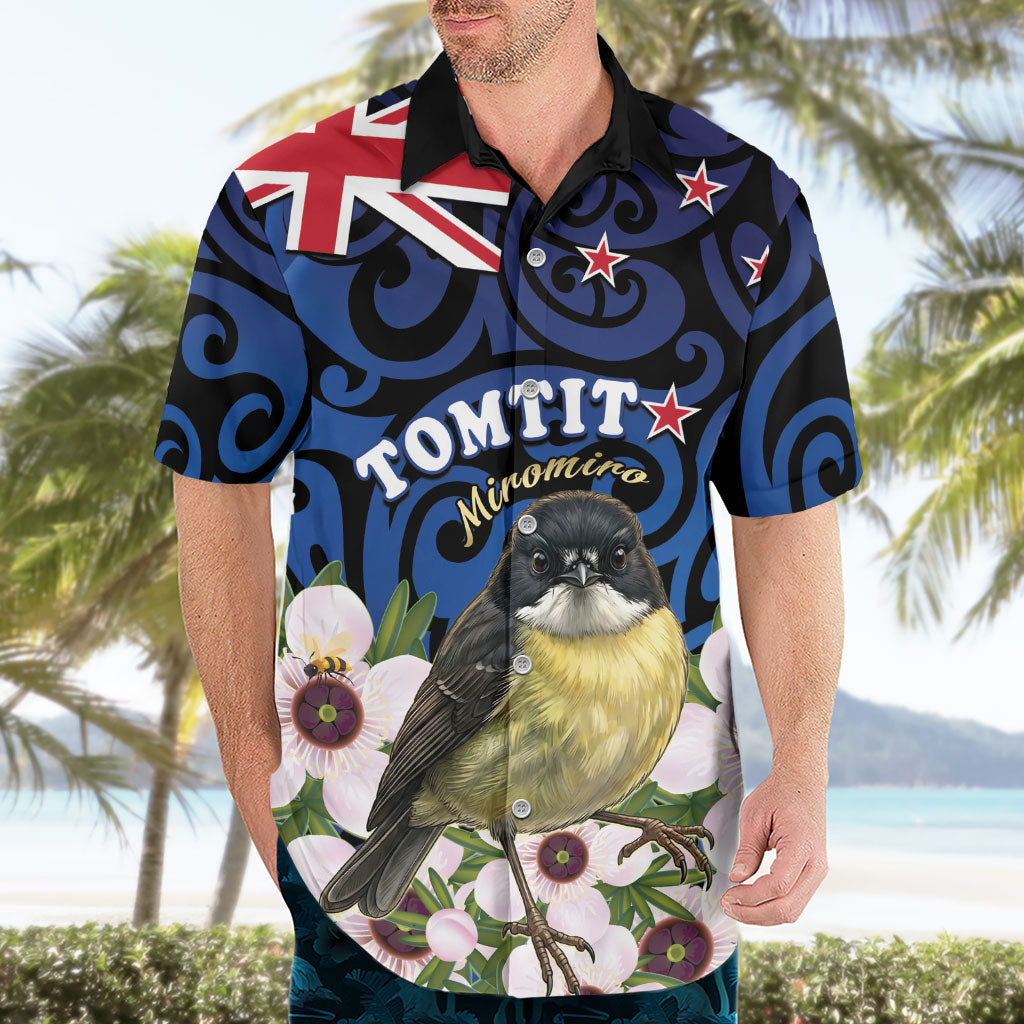Tomtit New Zealand Personalised Hawaiian Shirt Miromiro Manuka Flower Maori Pattern LT22 - Polynesian Pride