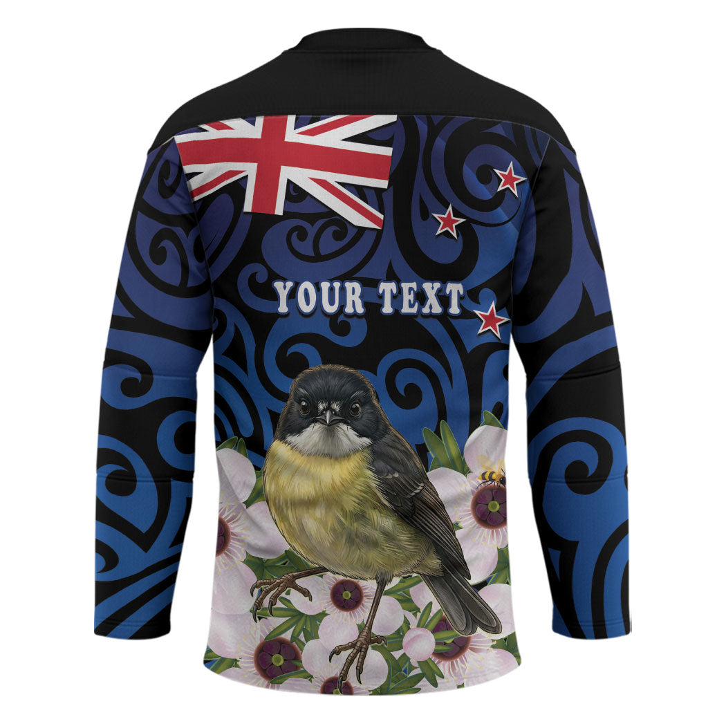 Tomtit New Zealand Personalised Hockey Jersey Miromiro Manuka Flower Maori Pattern LT22 - Polynesian Pride