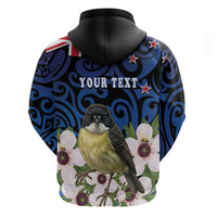 Tomtit New Zealand Personalised Hoodie Miromiro Manuka Flower Maori Pattern LT22 - Polynesian Pride