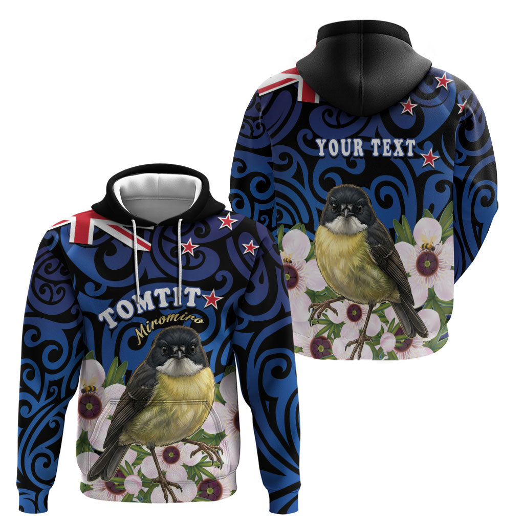Tomtit New Zealand Personalised Hoodie Miromiro Manuka Flower Maori Pattern LT22 - Polynesian Pride