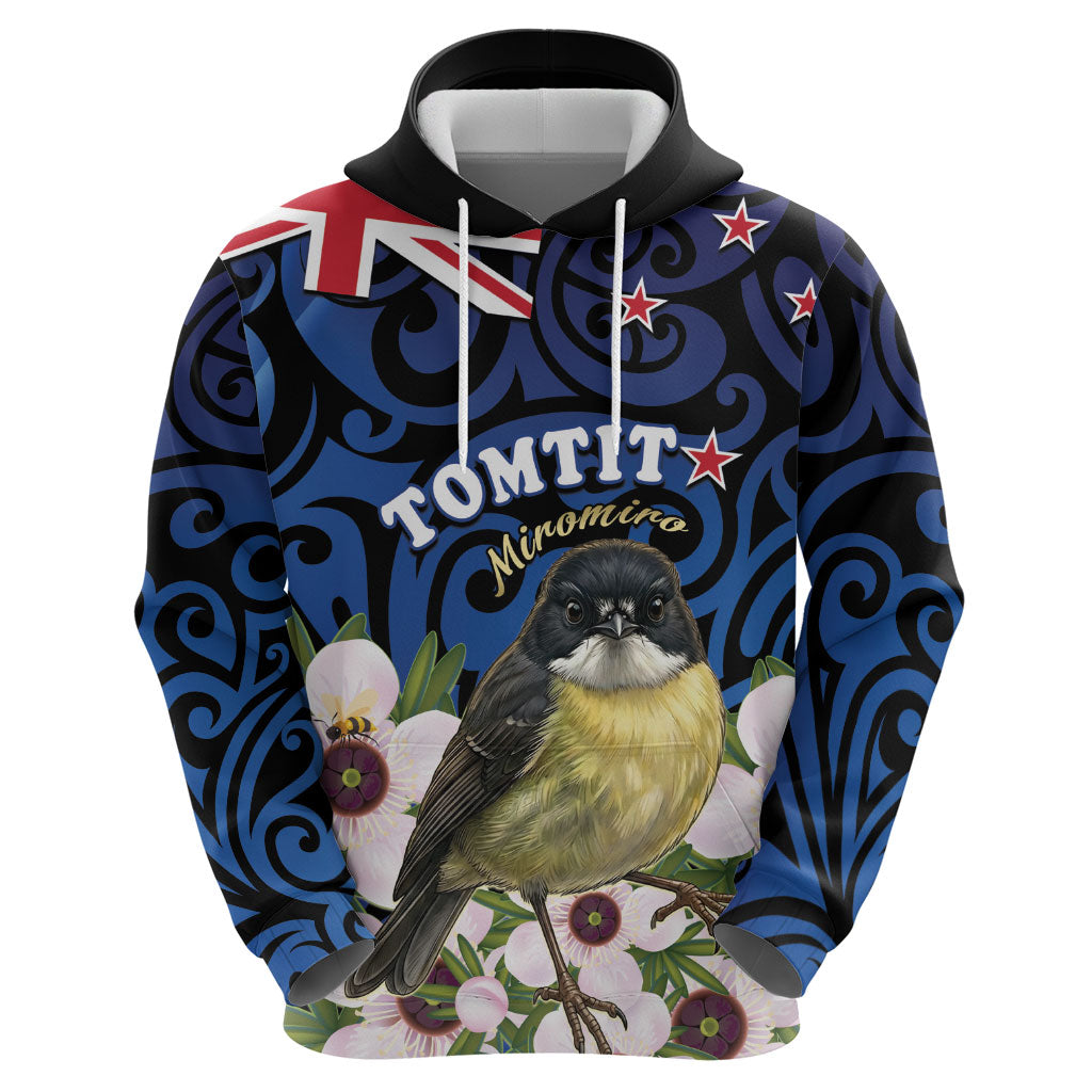 Tomtit New Zealand Personalised Hoodie Miromiro Manuka Flower Maori Pattern LT22 - Polynesian Pride