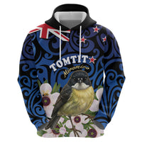 Tomtit New Zealand Personalised Hoodie Miromiro Manuka Flower Maori Pattern LT22 - Polynesian Pride