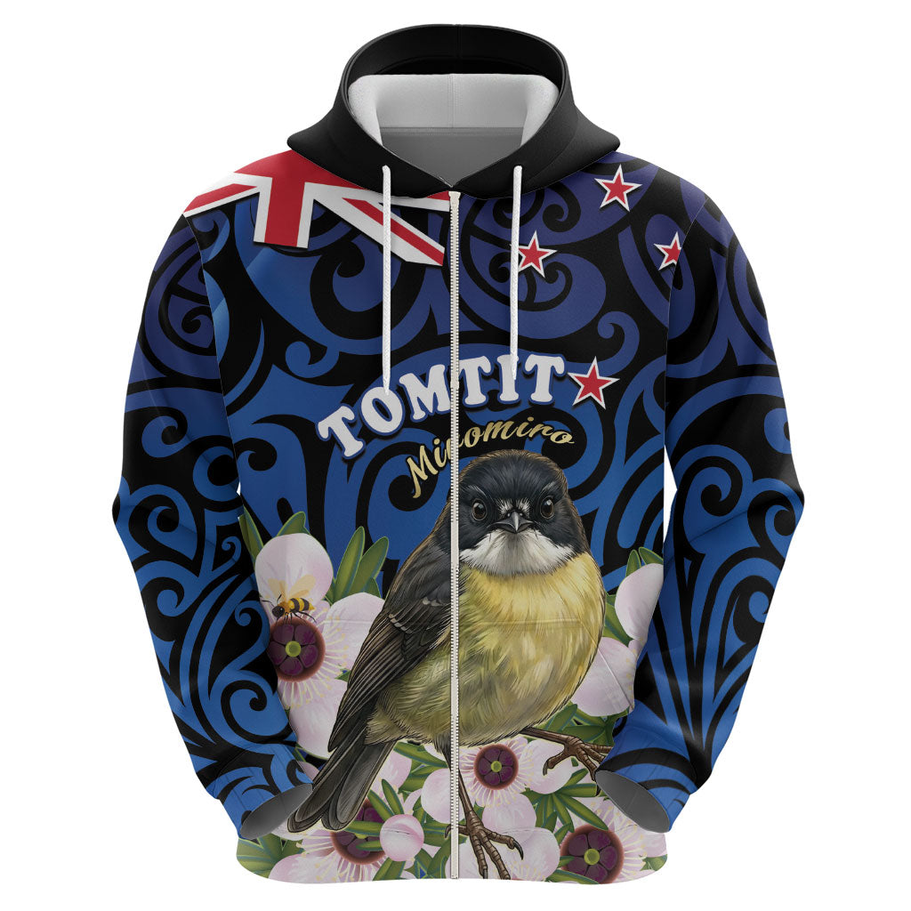 Tomtit New Zealand Personalised Hoodie Miromiro Manuka Flower Maori Pattern LT22 - Polynesian Pride