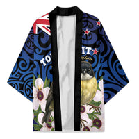 Tomtit New Zealand Personalised Kimono Miromiro Manuka Flower Maori Pattern LT22 Unisex Blue - Polynesian Pride