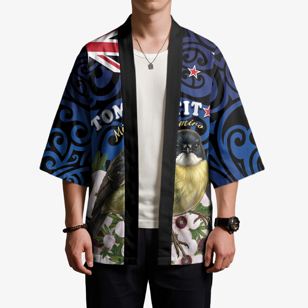 Tomtit New Zealand Personalised Kimono Miromiro Manuka Flower Maori Pattern LT22 - Polynesian Pride