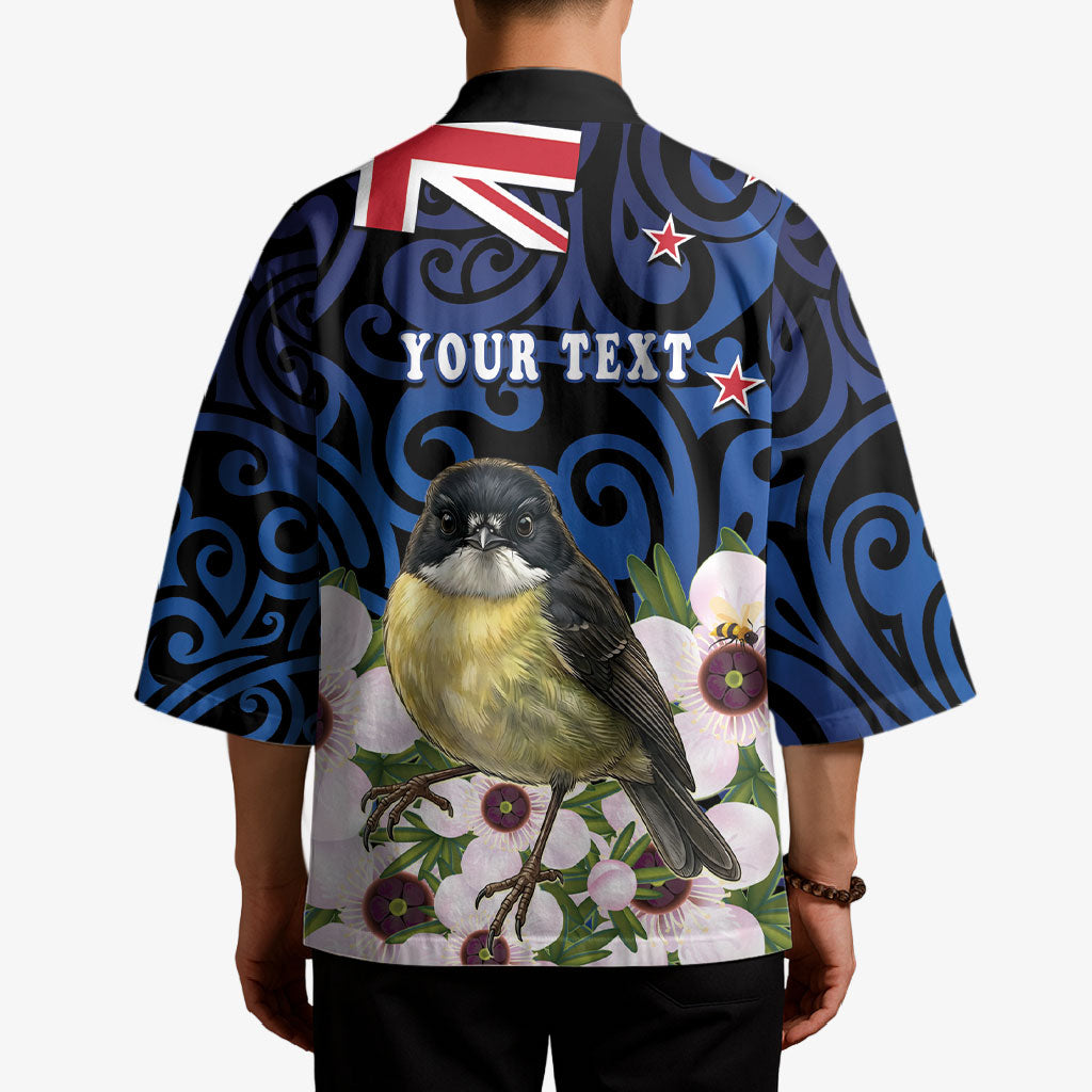 Tomtit New Zealand Personalised Kimono Miromiro Manuka Flower Maori Pattern LT22 - Polynesian Pride