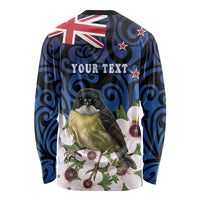 Tomtit New Zealand Personalised Long Sleeve Shirt Miromiro Manuka Flower Maori Pattern LT22 - Polynesian Pride