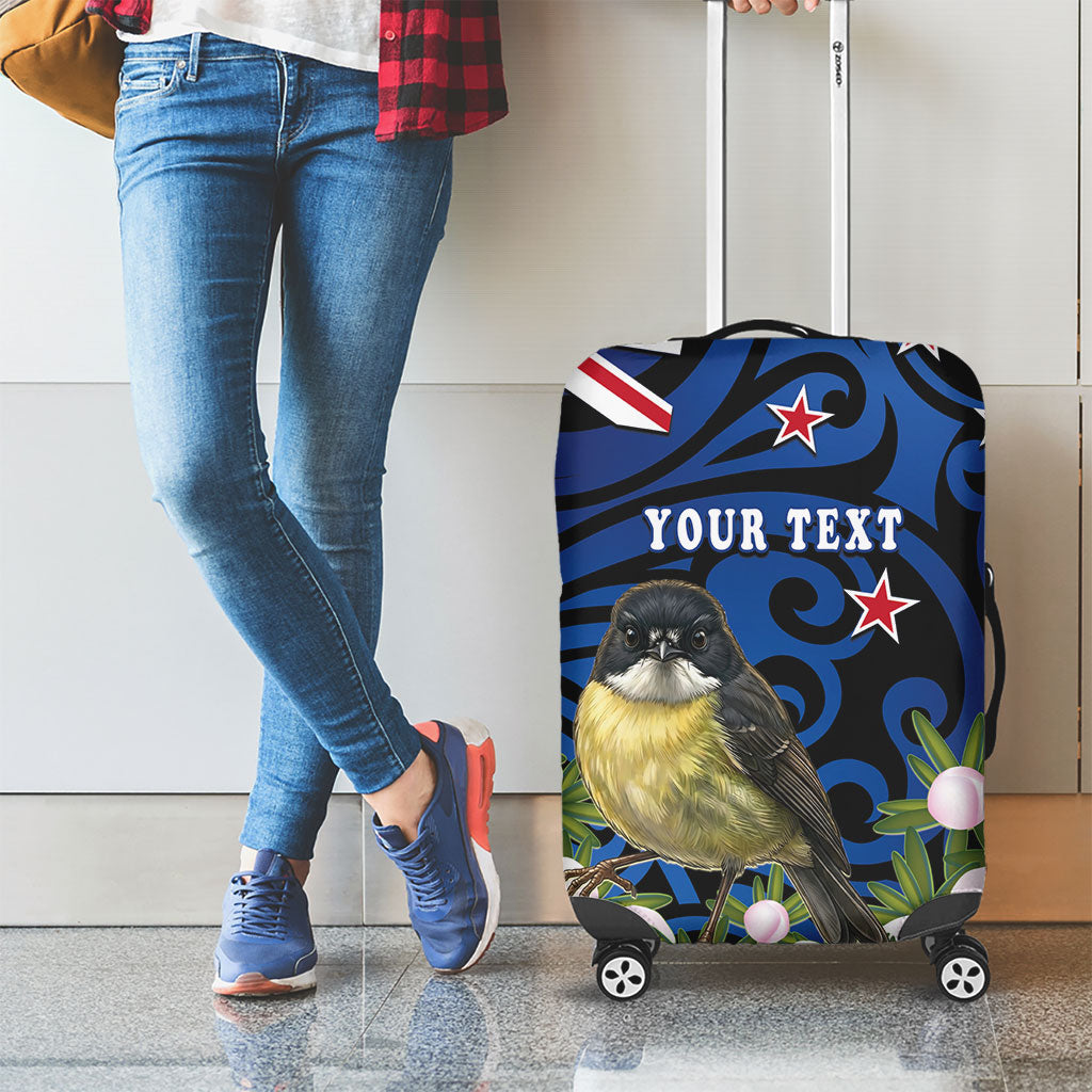 Tomtit New Zealand Personalised Luggage Cover Miromiro Manuka Flower Maori Pattern LT22 - Polynesian Pride