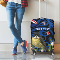 Tomtit New Zealand Personalised Luggage Cover Miromiro Manuka Flower Maori Pattern LT22 - Polynesian Pride