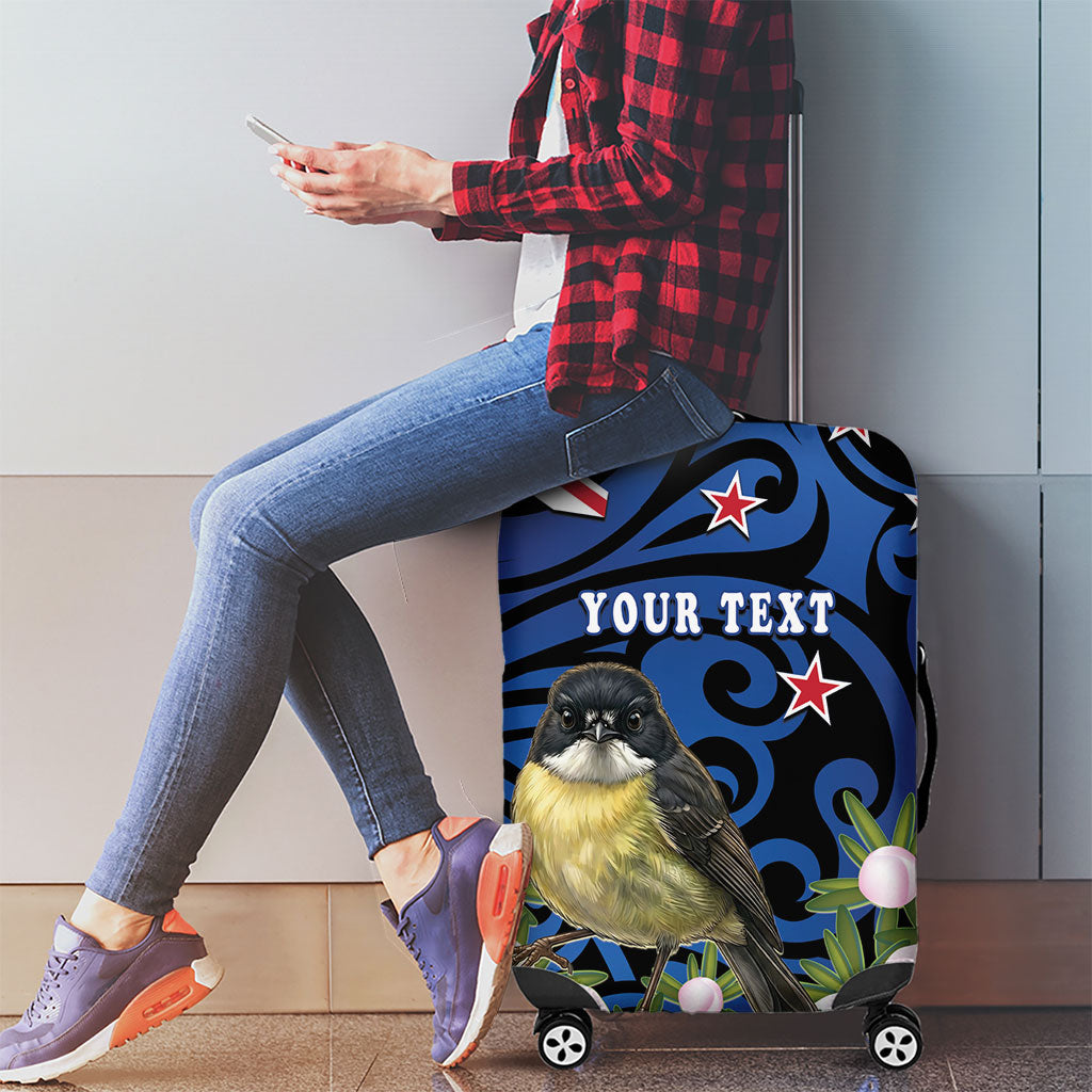 Tomtit New Zealand Personalised Luggage Cover Miromiro Manuka Flower Maori Pattern LT22 - Polynesian Pride