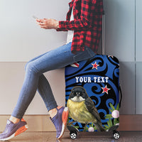 Tomtit New Zealand Personalised Luggage Cover Miromiro Manuka Flower Maori Pattern LT22 - Polynesian Pride