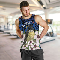 Tomtit New Zealand Personalised Men Tank Top Miromiro Manuka Flower Maori Pattern