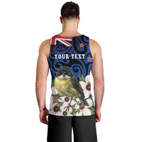 Tomtit New Zealand Personalised Men Tank Top Miromiro Manuka Flower Maori Pattern