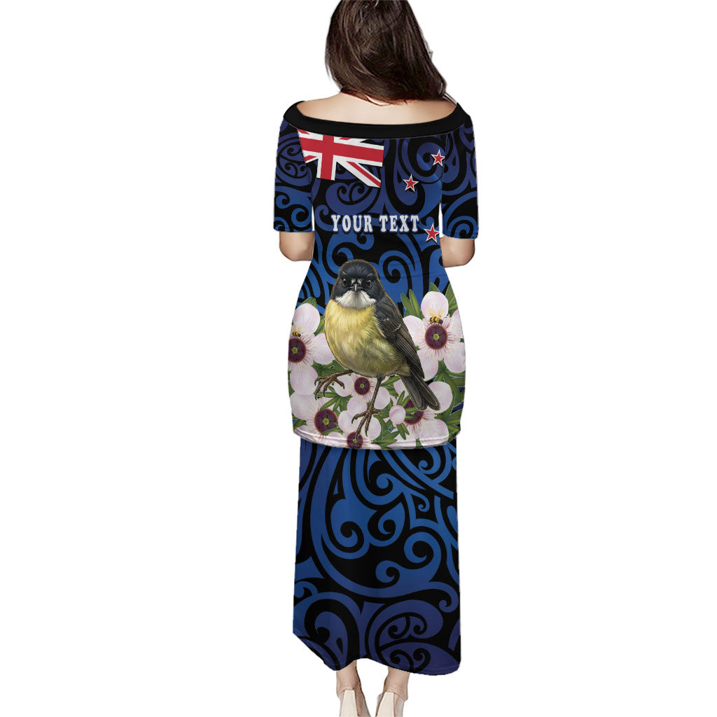 Tomtit New Zealand Personalised Puletasi Miromiro Manuka Flower Maori Pattern LT22 - Polynesian Pride