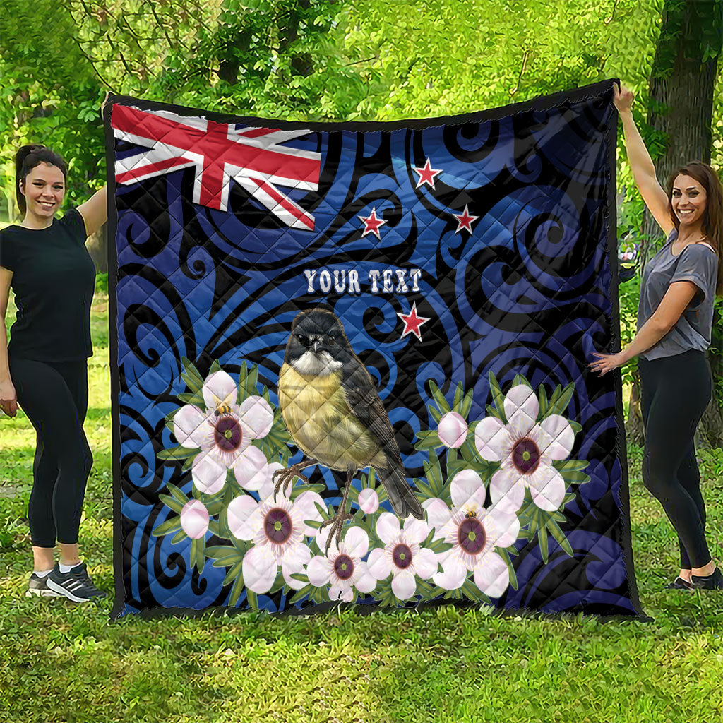 Tomtit New Zealand Personalised Quilt Miromiro Manuka Flower Maori Pattern LT22 - Polynesian Pride