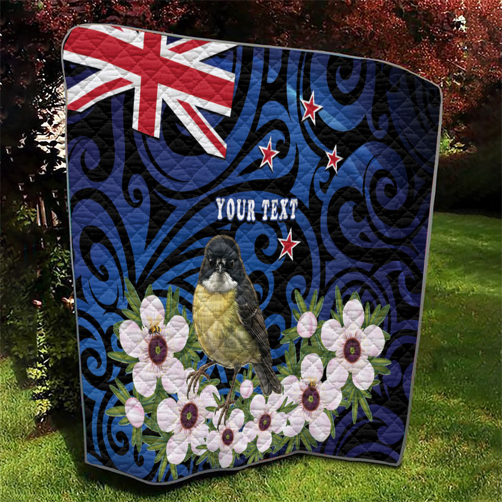 Tomtit New Zealand Personalised Quilt Miromiro Manuka Flower Maori Pattern LT22 - Polynesian Pride