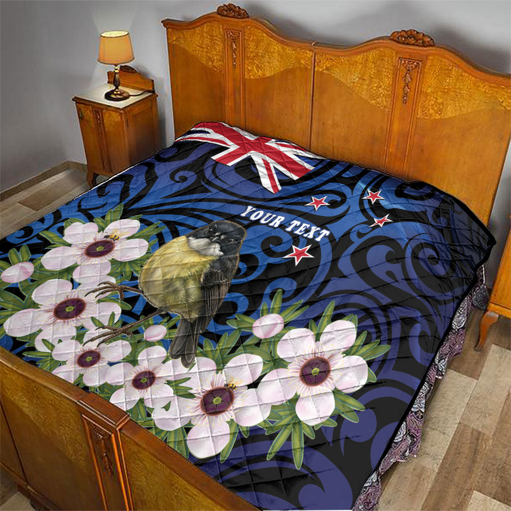 Tomtit New Zealand Personalised Quilt Miromiro Manuka Flower Maori Pattern LT22 - Polynesian Pride