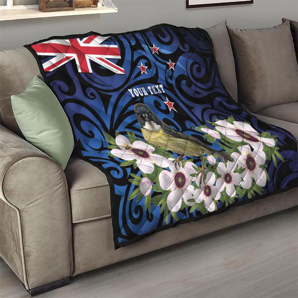 Tomtit New Zealand Personalised Quilt Miromiro Manuka Flower Maori Pattern LT22 - Polynesian Pride