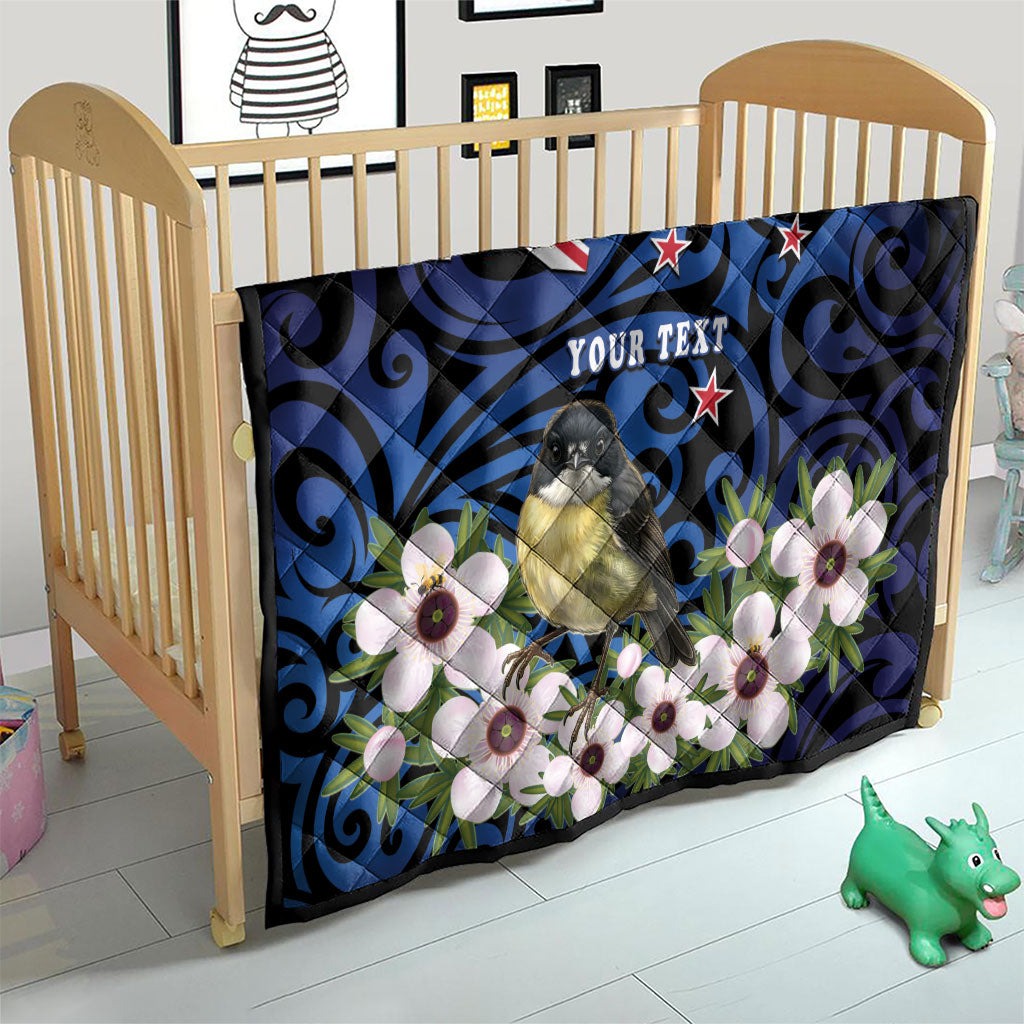 Tomtit New Zealand Personalised Quilt Miromiro Manuka Flower Maori Pattern LT22 - Polynesian Pride