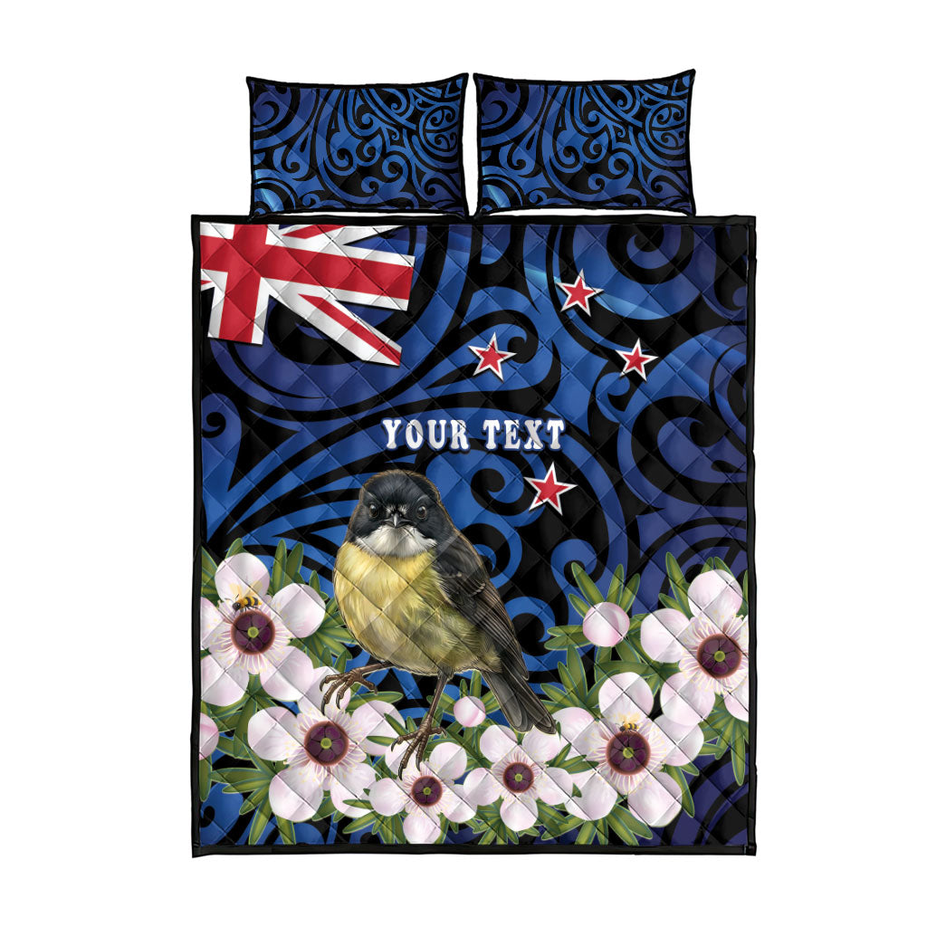 Tomtit New Zealand Personalised Quilt Bed Set Miromiro Manuka Flower Maori Pattern LT22 - Polynesian Pride