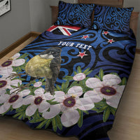 Tomtit New Zealand Personalised Quilt Bed Set Miromiro Manuka Flower Maori Pattern LT22 - Polynesian Pride