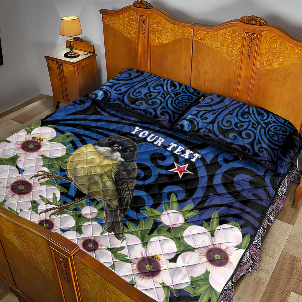 Tomtit New Zealand Personalised Quilt Bed Set Miromiro Manuka Flower Maori Pattern LT22 - Polynesian Pride
