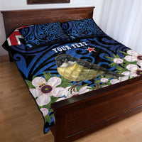 Tomtit New Zealand Personalised Quilt Bed Set Miromiro Manuka Flower Maori Pattern LT22 - Polynesian Pride