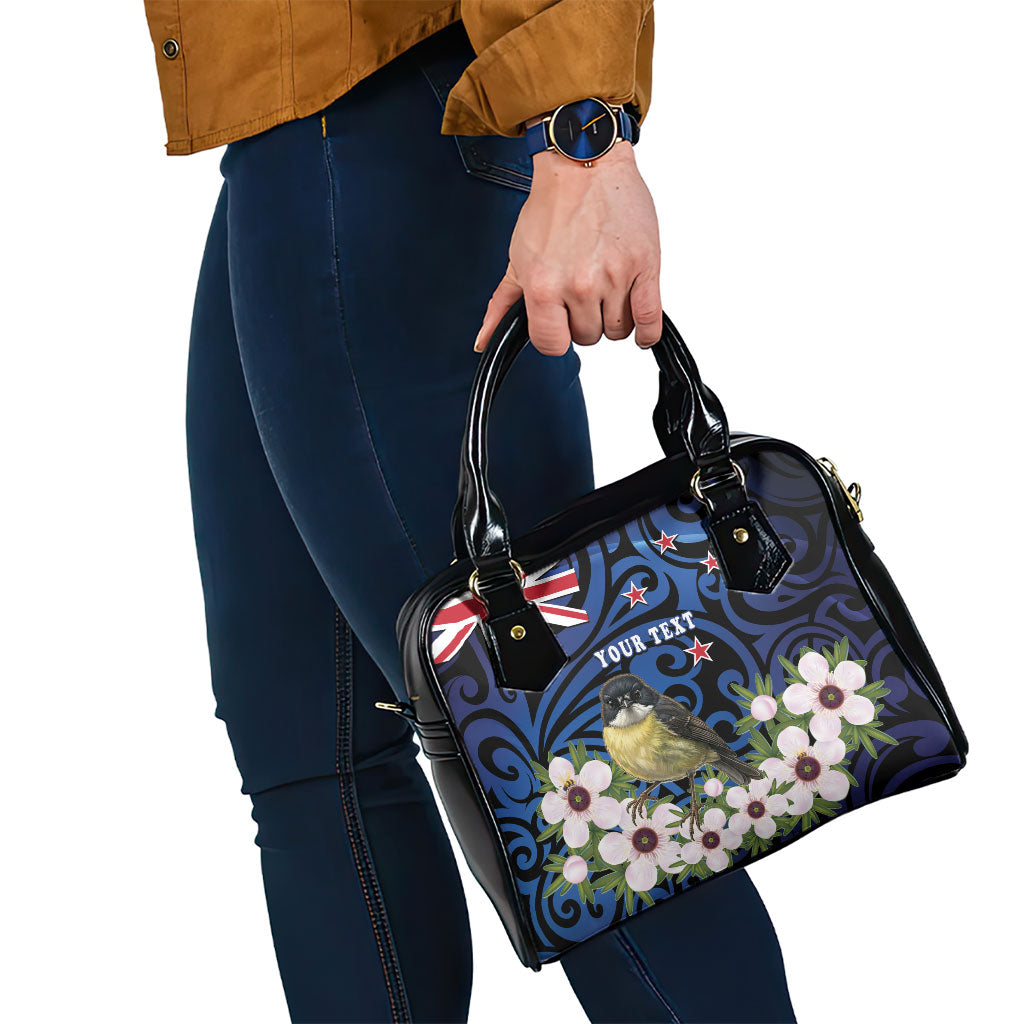 Tomtit New Zealand Personalised Shoulder Handbag Miromiro Manuka Flower Maori Pattern LT22 - Polynesian Pride